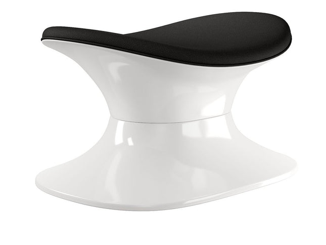 21" Black and White Wool And Fiberglass Contempo Footstool Ottoman