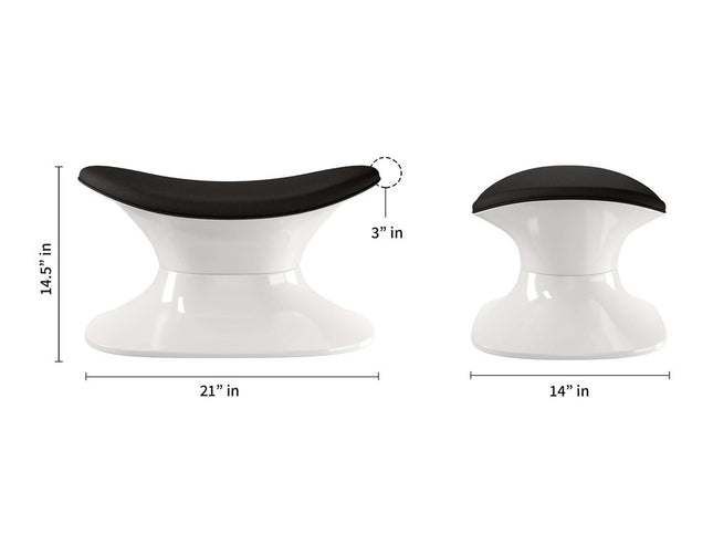 21" Black and White Wool And Fiberglass Contempo Footstool Ottoman