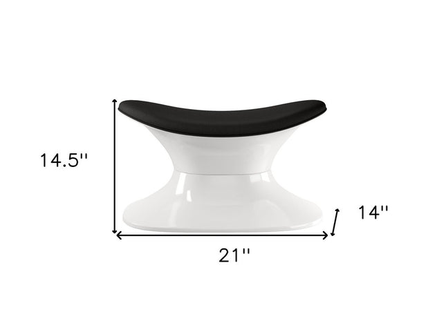 21" Black and White Wool And Fiberglass Contempo Footstool Ottoman