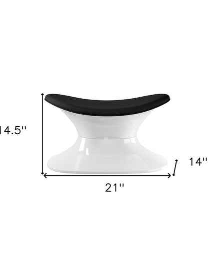 21" Black and White Wool And Fiberglass Contempo Footstool Ottoman