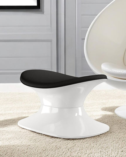 21" Black and White Wool And Fiberglass Contempo Footstool Ottoman