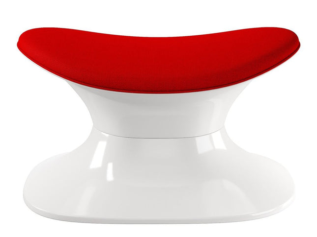 21" Red and White Wool And Fiberglass Contempo Footstool Ottoman