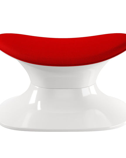 21" Red and White Wool And Fiberglass Contempo Footstool Ottoman