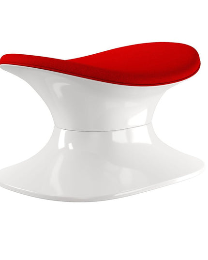 21" Red and White Wool And Fiberglass Contempo Footstool Ottoman