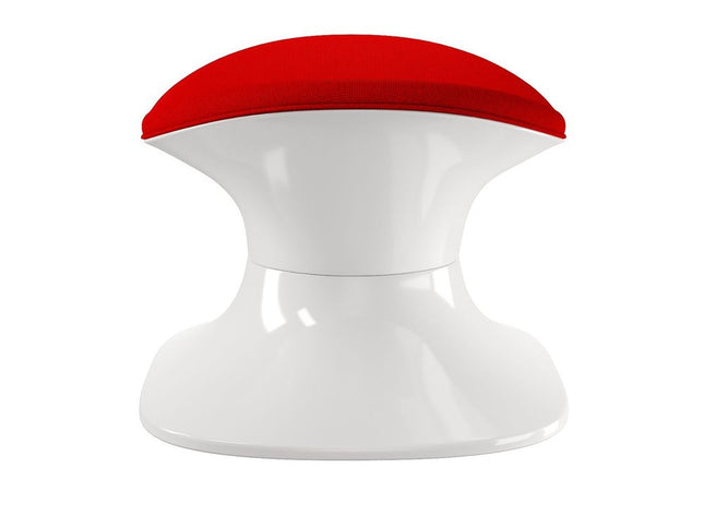 21" Red and White Wool And Fiberglass Contempo Footstool Ottoman