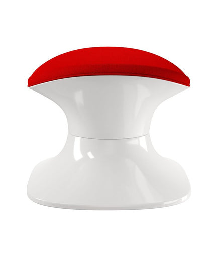 21" Red and White Wool And Fiberglass Contempo Footstool Ottoman