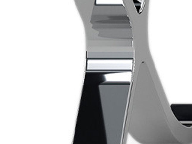 24" White Genuine Leather and Silver Tufted Footstool Ottoman