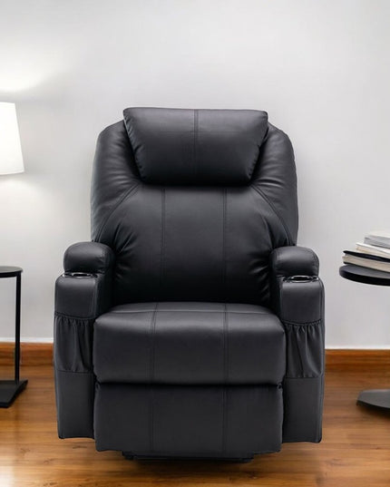 33" Black Power Heated Massage Lift Assist Recliner