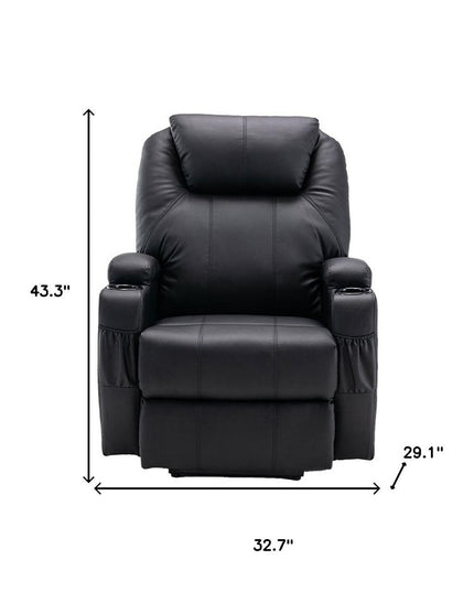 33" Black Power Heated Massage Lift Assist Recliner