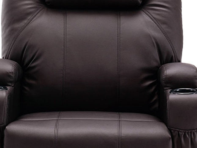 33" Brown Faux Leather Power Heated Massage Lift Assist Recliner