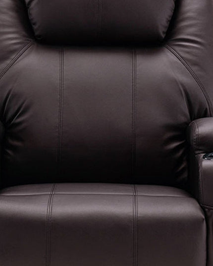 33" Brown Faux Leather Power Heated Massage Lift Assist Recliner