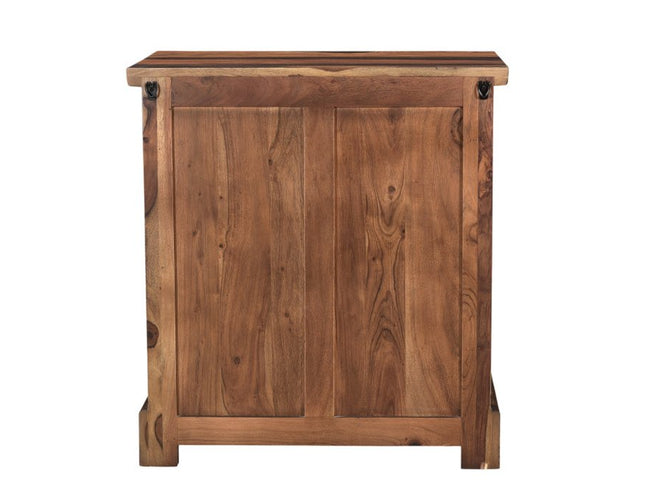 27" Dark Brown Solid Wood Three Drawer Nightstand