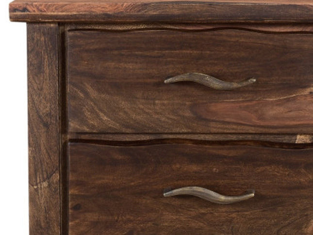 27" Dark Brown Solid Wood Three Drawer Nightstand