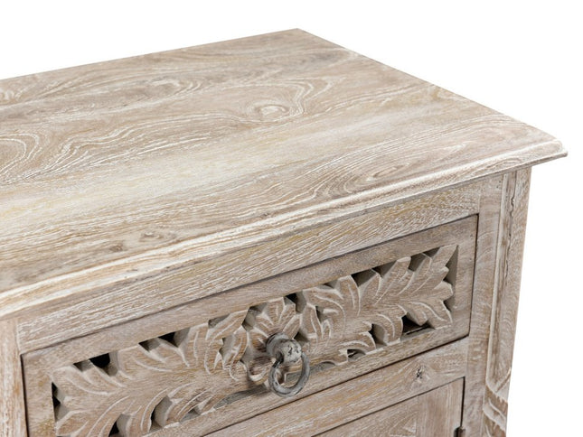 30" White Solid Wood Distressed One Drawer Nightstand