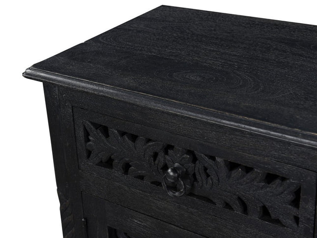 30" Black Solid Wood Distressed One Drawer Nightstand