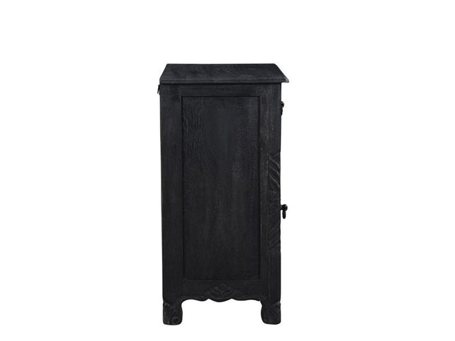 30" Black Solid Wood Distressed One Drawer Nightstand