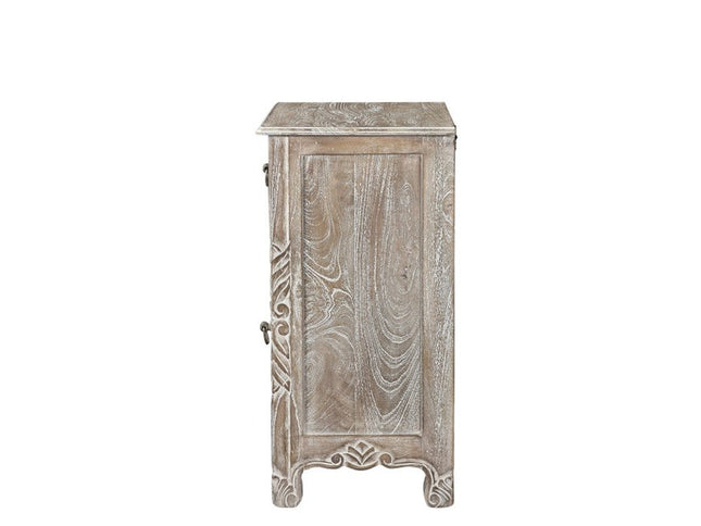 30" Gray Solid Wood Distressed One Drawer Nightstand