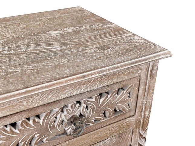 30" Gray Solid Wood Distressed One Drawer Nightstand