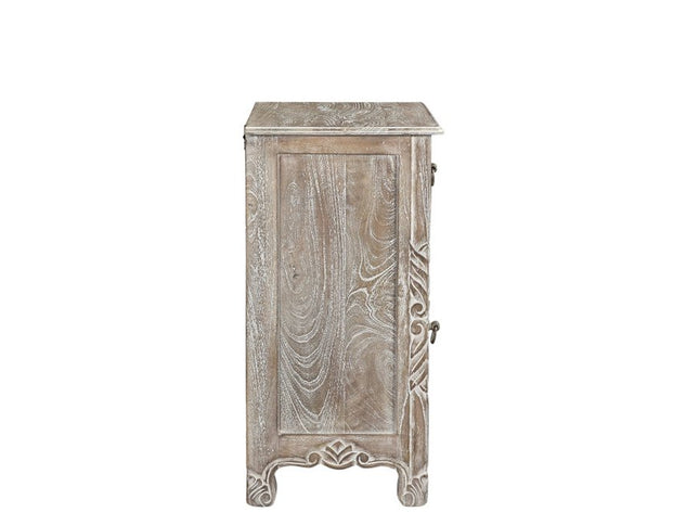 30" Gray Solid Wood Distressed One Drawer Nightstand
