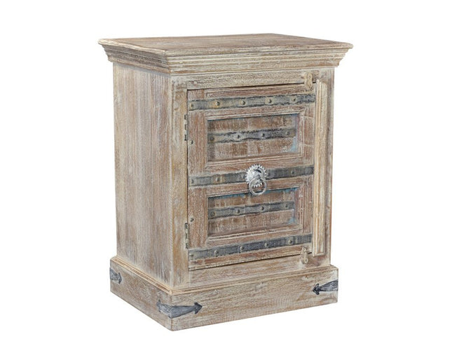 36" White Solid Wood Distressed Nightstand