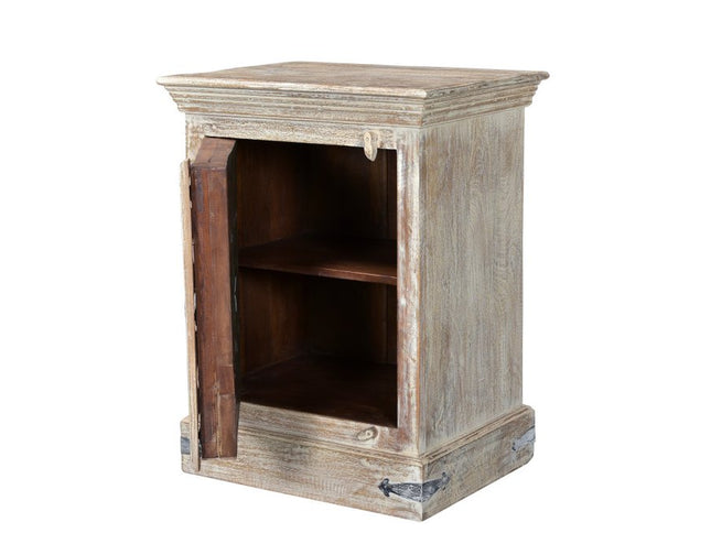 36" White Solid Wood Distressed Nightstand