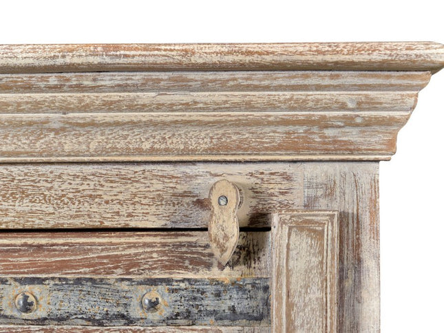 36" White Solid Wood Distressed Nightstand