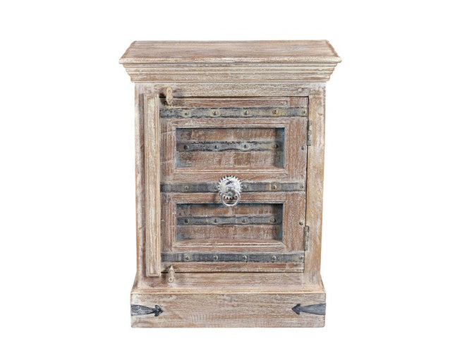 36" White Solid Wood Distressed Nightstand