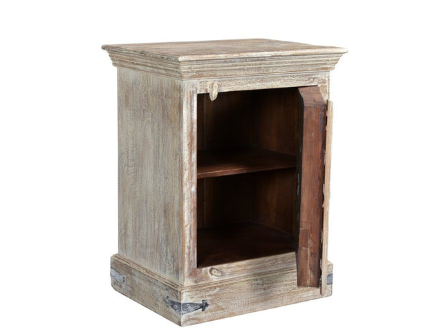 36" White Solid Wood Distressed Nightstand