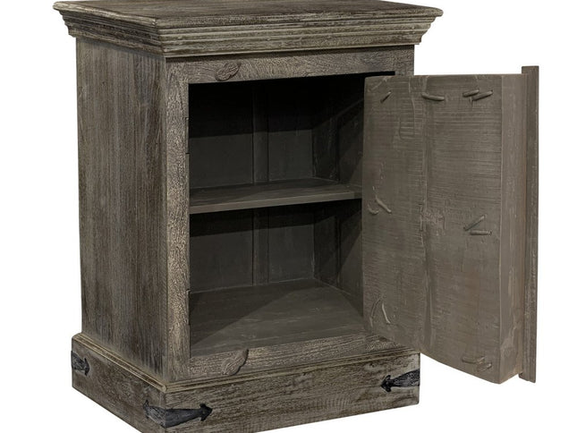 36" Brown Solid Wood Distressed Nightstand