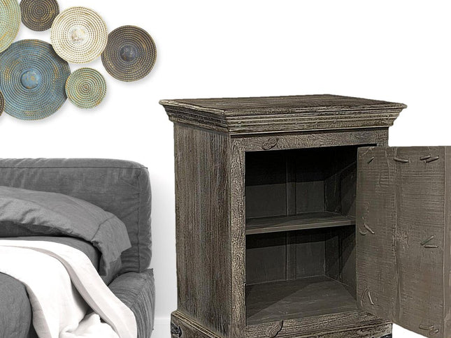 36" Brown Solid Wood Distressed Nightstand