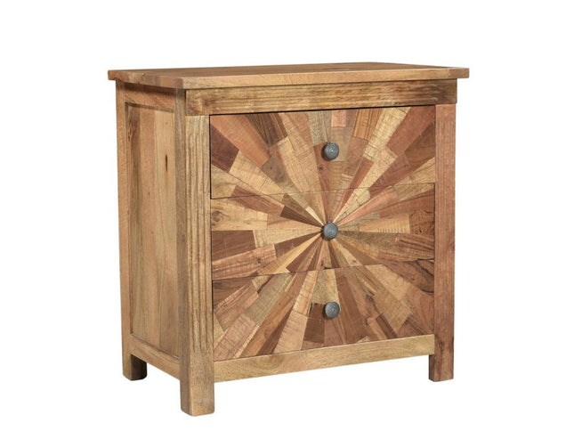 30" Brown Solid Wood Three Drawer Nightstand