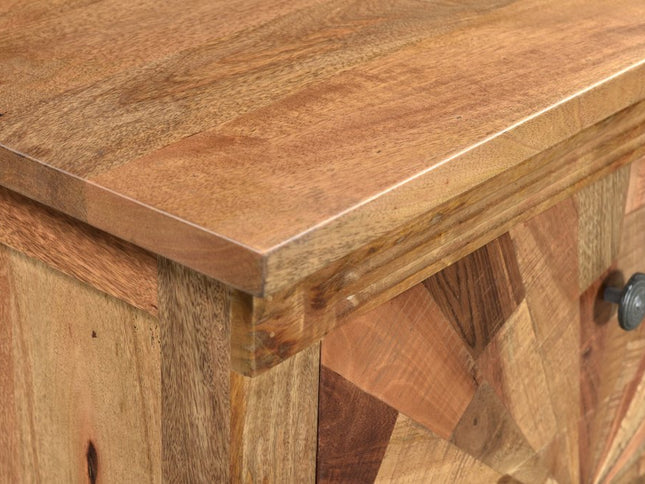 30" Brown Solid Wood Three Drawer Nightstand