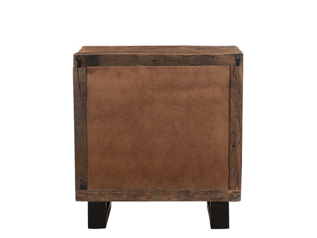 30" Dark Brown Solid Wood Distressed Three Drawer Nightstand