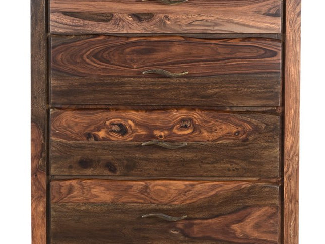 36" Dark Brown Solid Wood Five Drawer Chest