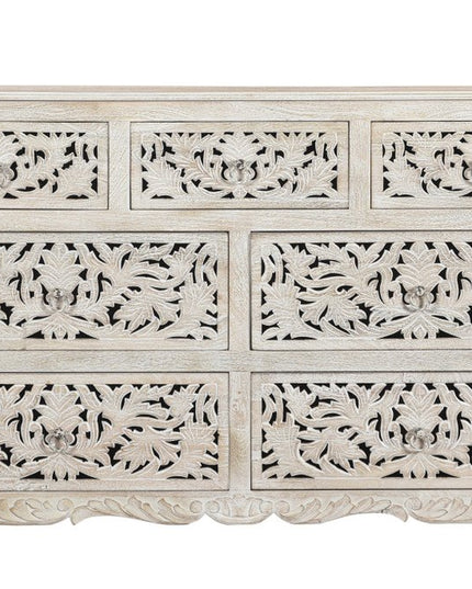 57" White Solid Wood Seven Drawer Dresser