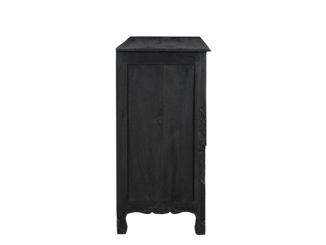57" Black Solid Wood Seven Drawer Dresser