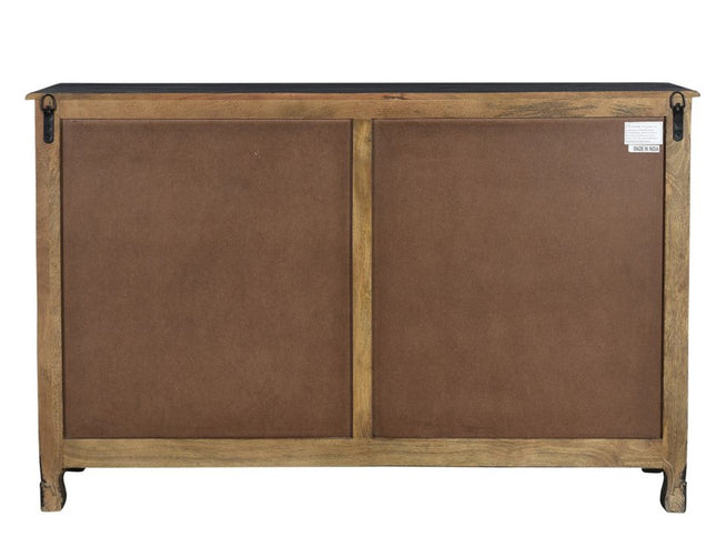 57" Black Solid Wood Seven Drawer Dresser