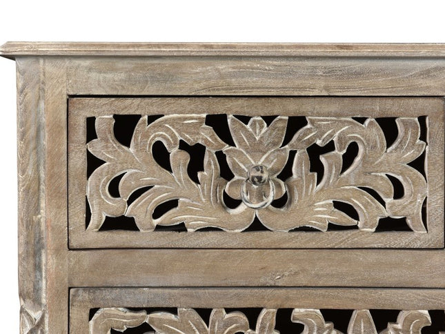 57" Gray Solid Wood Seven Drawer Dresser