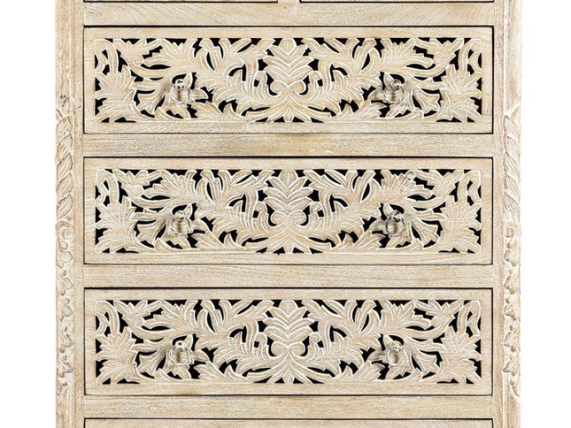 57" White Solid Wood Seven Drawer Dresser