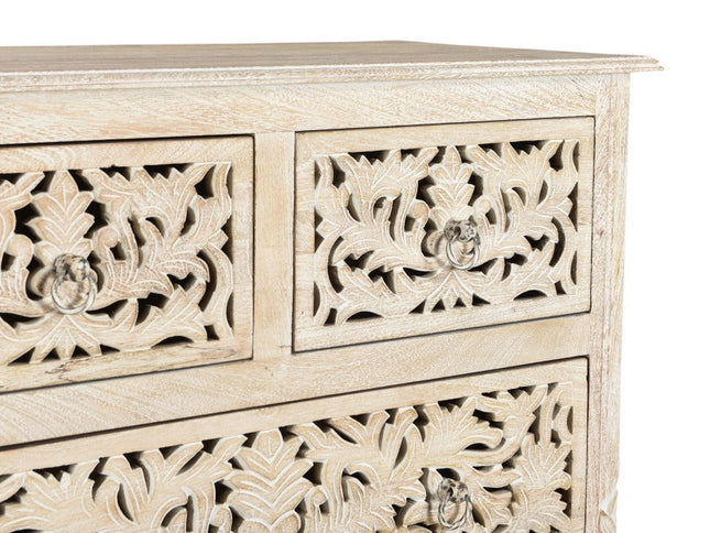 57" White Solid Wood Seven Drawer Dresser