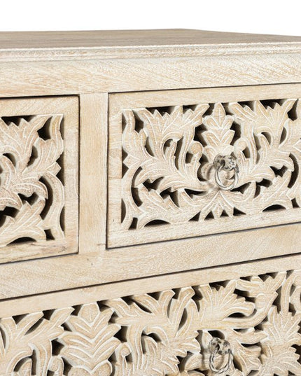 57" White Solid Wood Seven Drawer Dresser