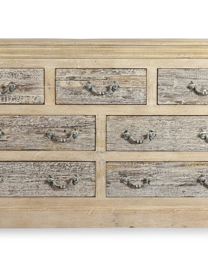 64" White Solid Wood Seven Drawer Double Dresser