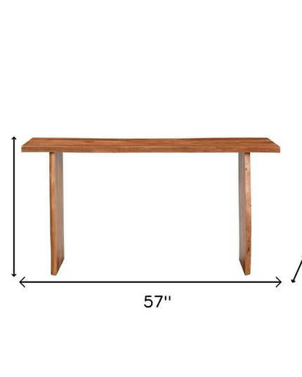 57" Chestnut Solid Wood Sled Console Table