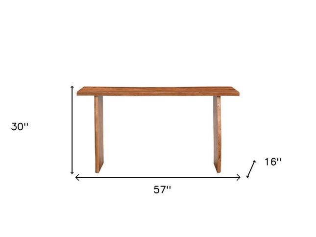 57" Chestnut Solid Wood Sled Console Table