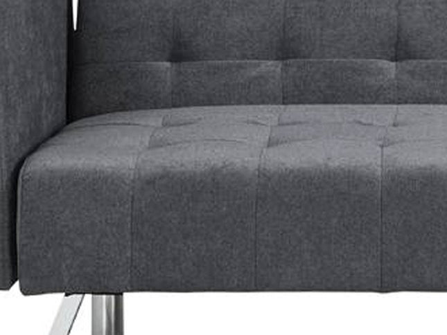 75" Dark Gray Linen Sleeper Sofa With Silver Legs