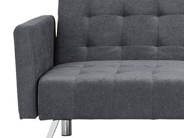 75" Dark Gray Linen Sleeper Sofa With Silver Legs