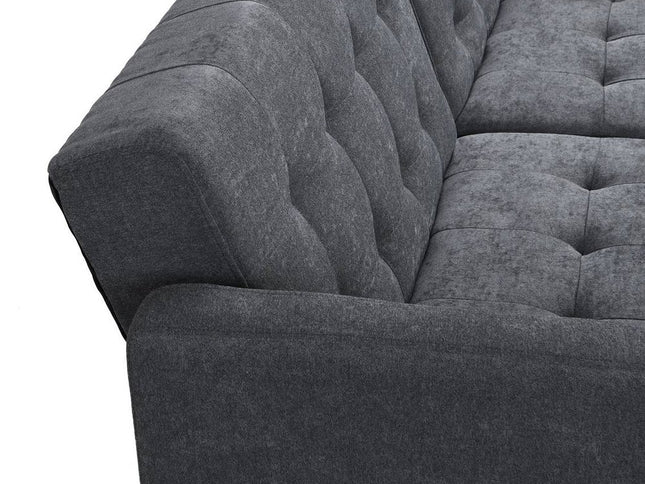 75" Dark Gray Linen Sleeper Sofa With Silver Legs