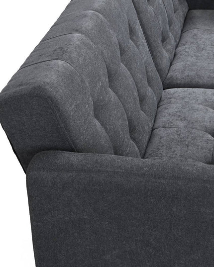 75" Dark Gray Linen Sleeper Sofa With Silver Legs