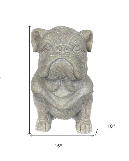 16" Gray Polyresin Dog Hand Painted Tabletop Sculpture