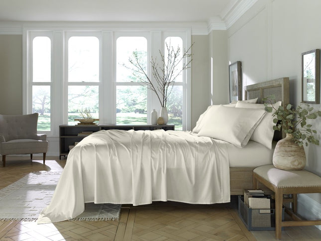 Six Piece Ivory Tencel Lyocell Queen Sheet Set